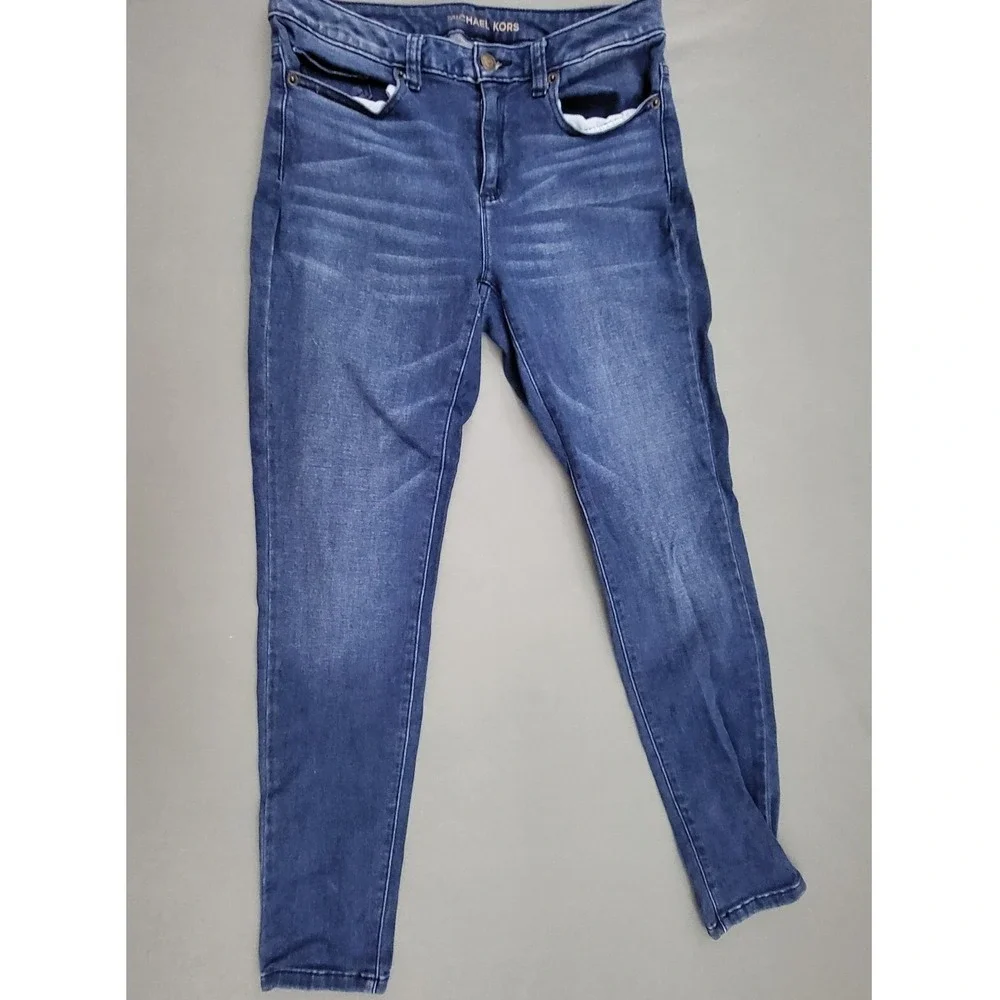 MICHAEL KORS Izzy Skinny Jeans Women Blue Wash Stretch Cotton‎ Blend Size 6